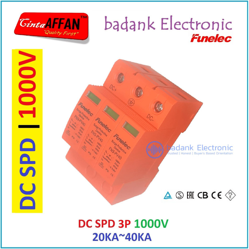 DC SPD 3P 1000V Surge Arrester Protect Device Solar PV Panel Surya
